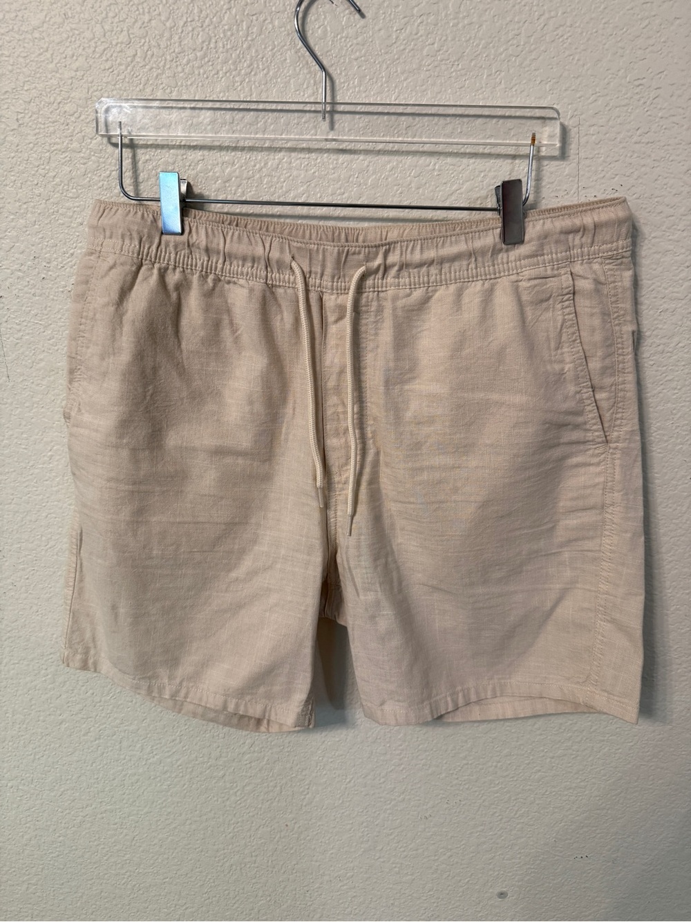 H&M Cream Elastic-Waist 100% Cotton Shorts